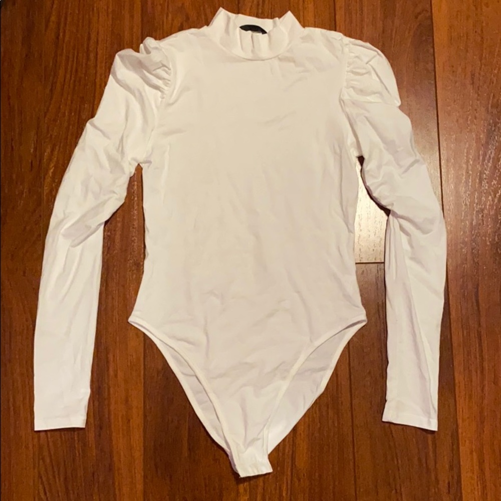 White Puff Sleeve Bodysuit